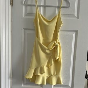 Elegant Yellow Wrap Dress